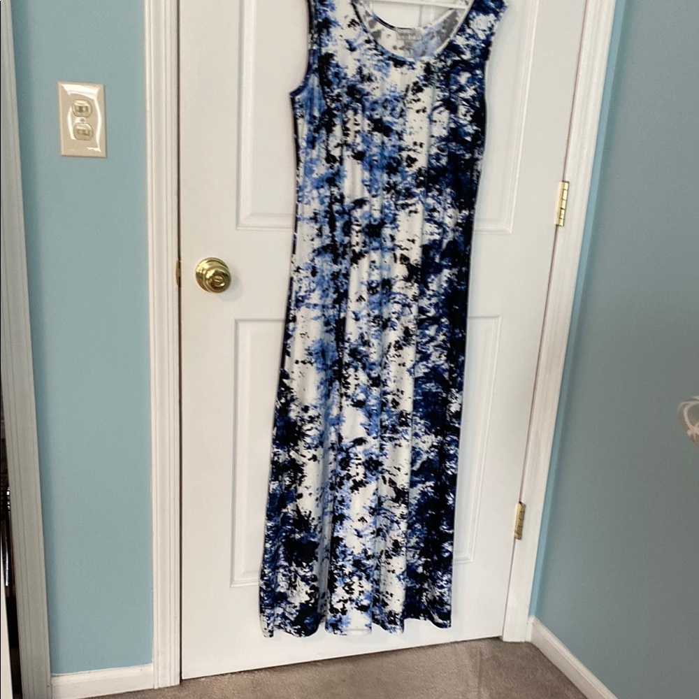 Avenue Blue and White Scoop Neck Sundress